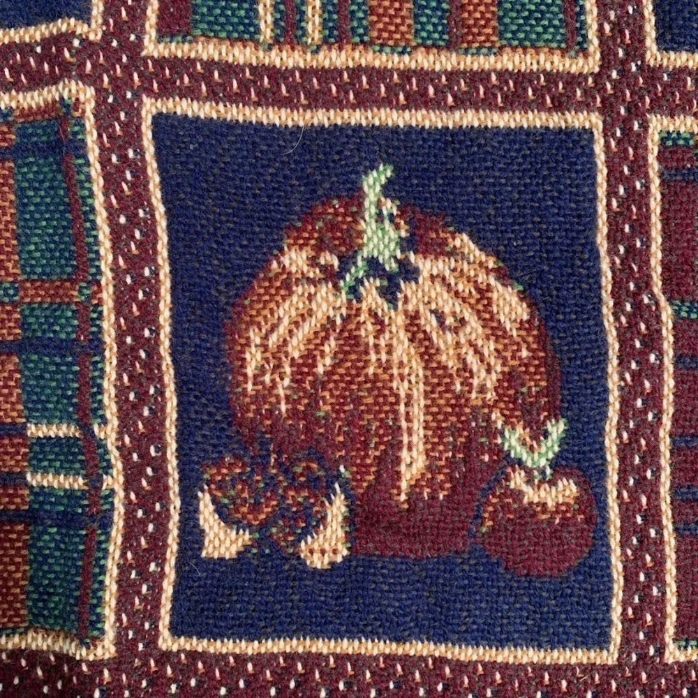 Vintage Fall Theme Woven Throw Blanket Tapestry Autumn Thanksgiving